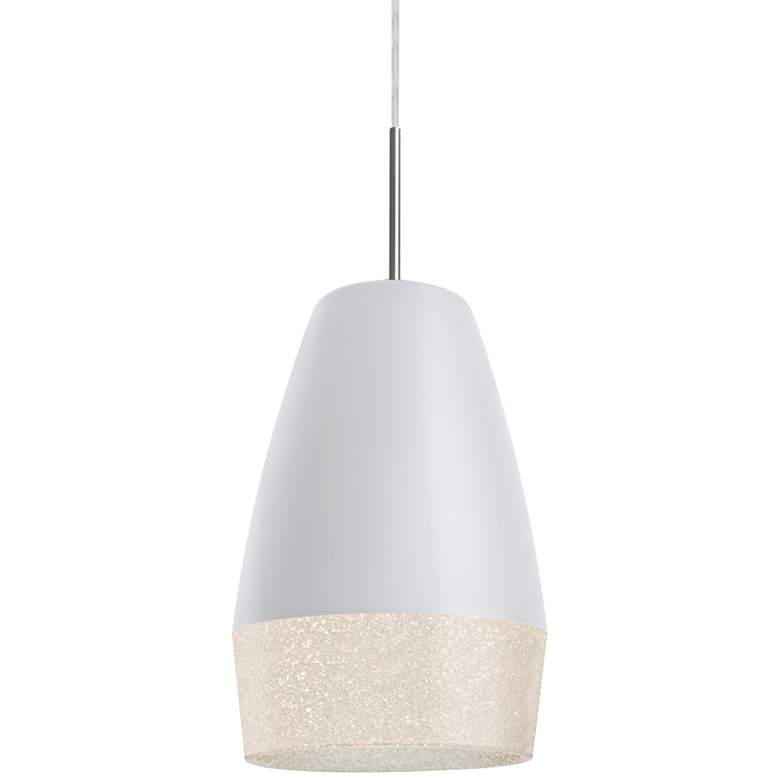 Image 1 Besa Abu 12 7 1/2"W Satin Nickel w/ White Mini Pendant Light
