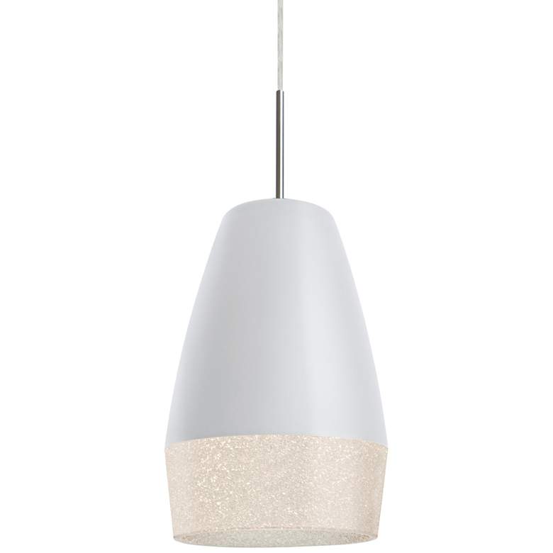 Image 1 Besa Abu 12 7 1/2 inchW Satin Nickel w/ White Mini Pendant Light