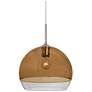 Besa Ally 11 3/4"W Satin Nickel Mini Pendant w/ Amber Glass