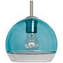 Besa Ally 8" Wide Coral Blue/Clear/Satin Nickel Stem Pendant