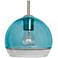 Besa Ally 8" Wide Coral Blue/Clear/Satin Nickel Stem Pendant