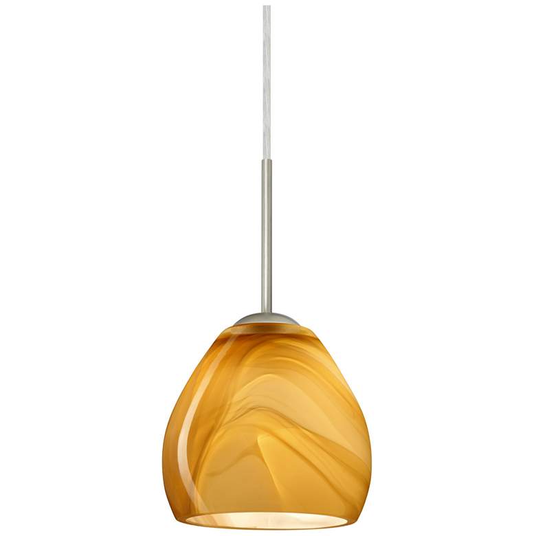 Image 1 Besa Bolla 6" Wide Honey/Satin Nickel 1-Light Mini Pendant