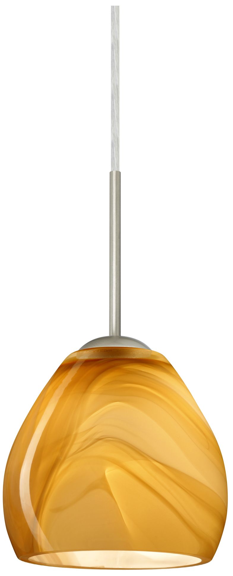 Besa Bolla 6" Wide Honey/Satin Nickel 1-Light Mini Pendant - Made to Order