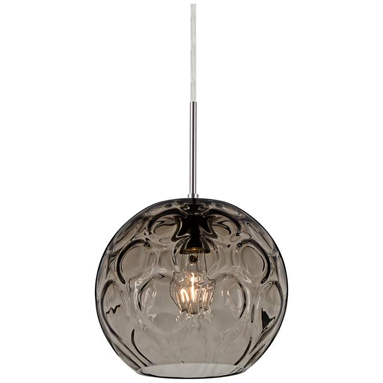 Image 1 Besa Bombay 9 3/4"W Smoke Glass Satin Nickel Mini Pendant