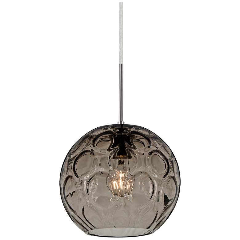 Image 1 Besa Bombay 9 3/4 inchW Smoke Glass Satin Nickel Mini Pendant