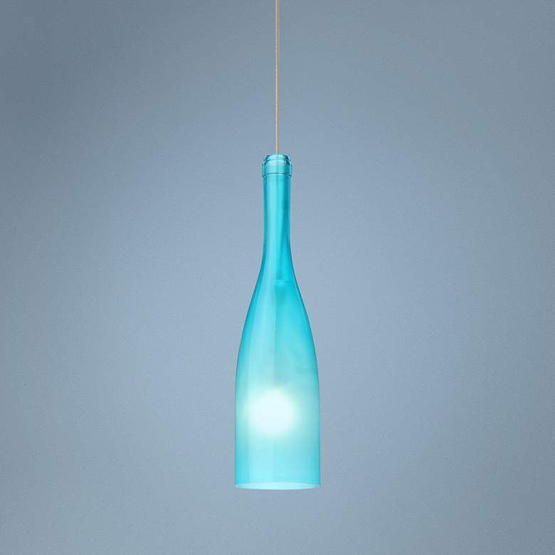 Image 1 Besa Botella 3" Wide Blue-Frost Mini Pendant