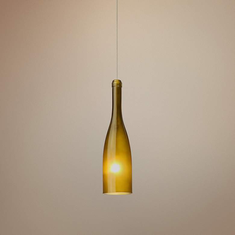 Image 1 Besa Botella 3" Wide Green-Frost Mini Pendant