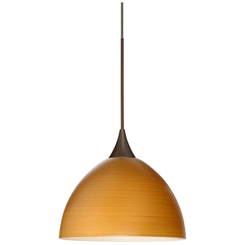 Image 1 Besa Brella 6" Wide Oak/Bronze LED Mini Pendant