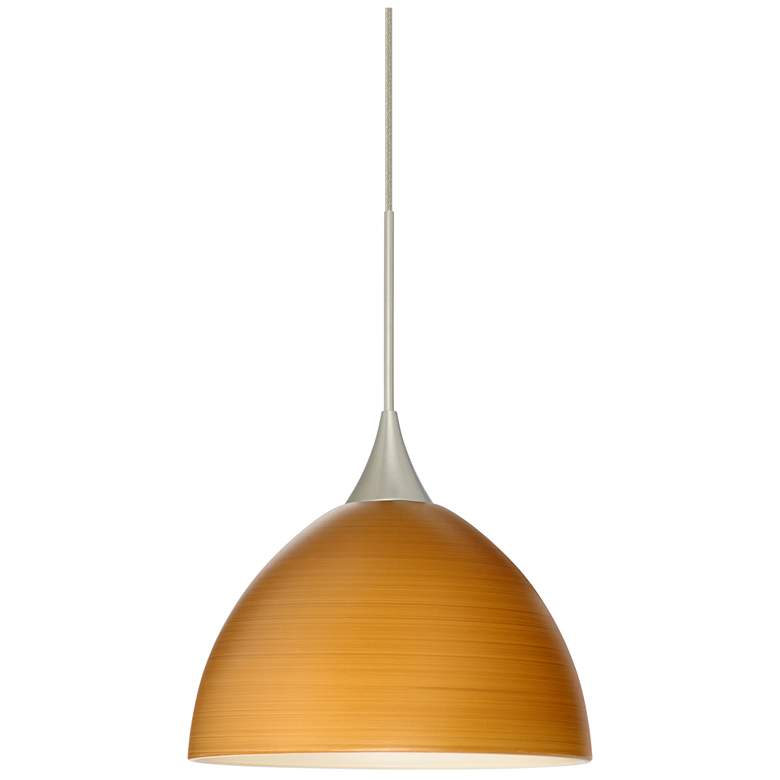 Image 1 Besa Brella 6" Wide Oak/Satin Nickel LED Mini Pendant
