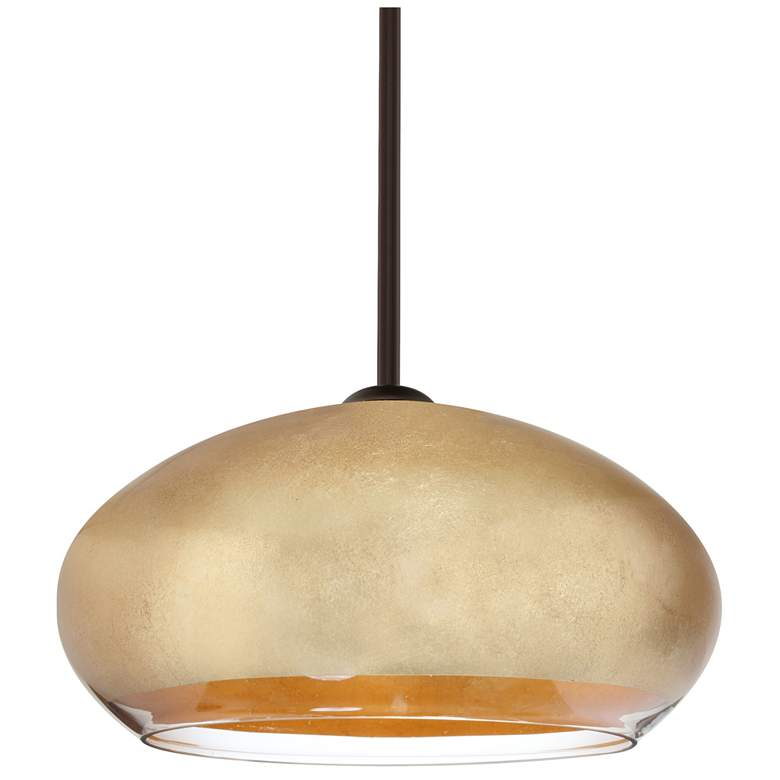 Image 1 Besa Brio 14 13 3/4"W Bronze and Gold Foil LED Pendant Light