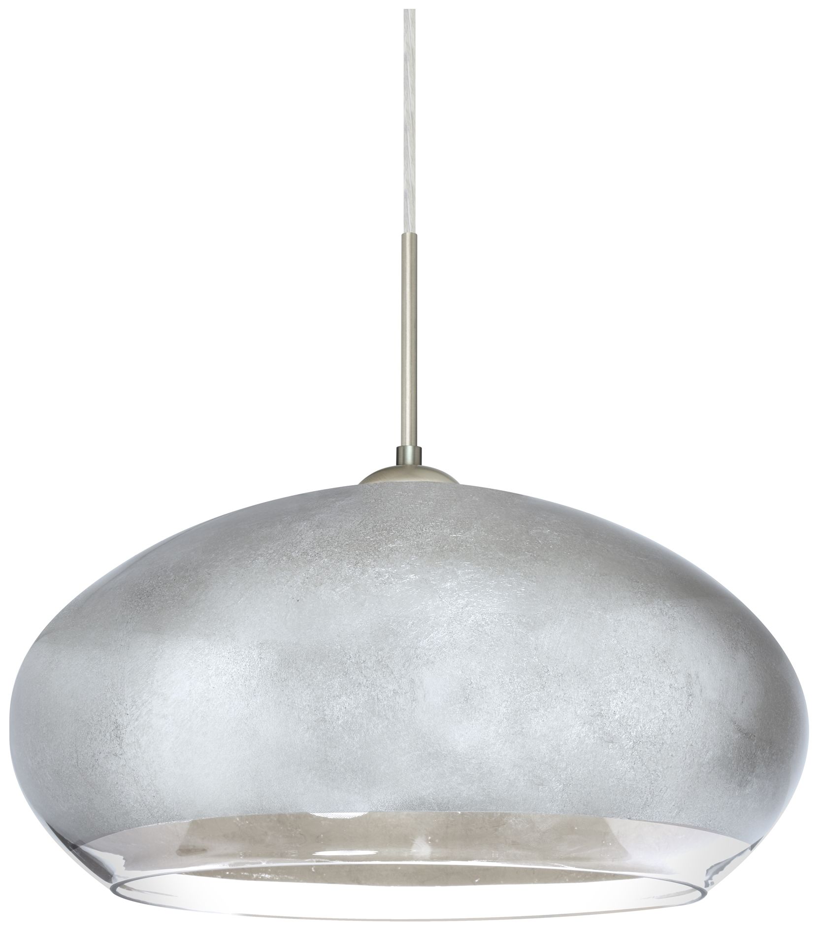 Besa, Brio 14 Cord Pendant, Silver Foil, Satin Nickel Finish, 1x75W Medium