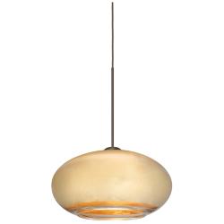 Besa Brio 6 3/4" Wide Bronze Gold Foil Glass Mini Pendant