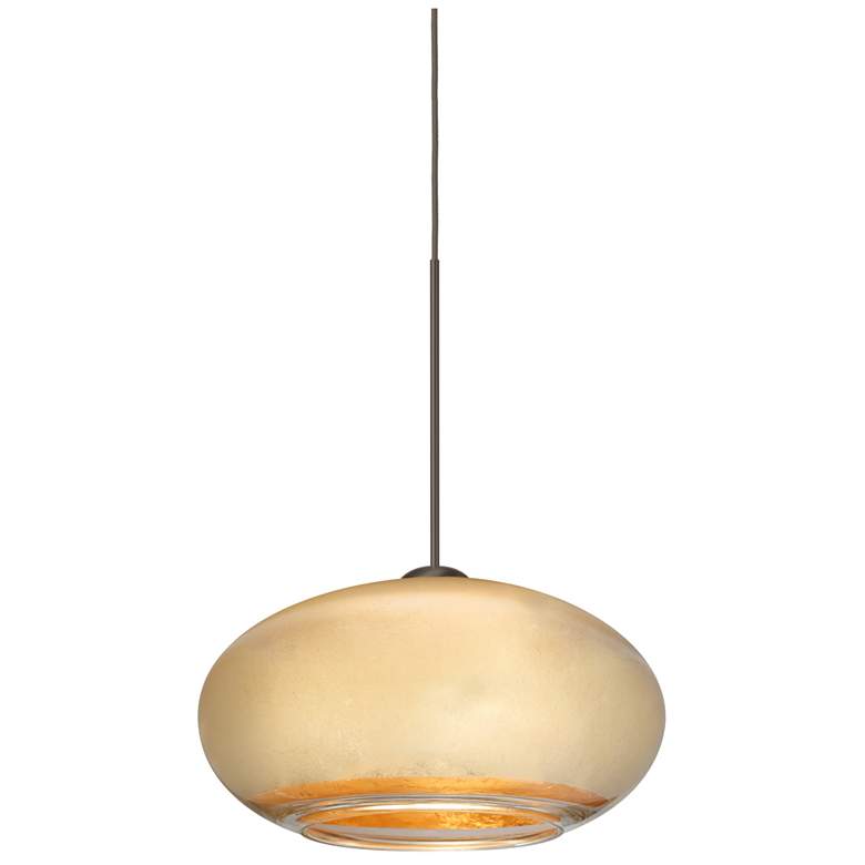 Image 1 Besa Brio 7 6 3/4" Wide Bronze LED Mini Pendant w/ Gold Foil