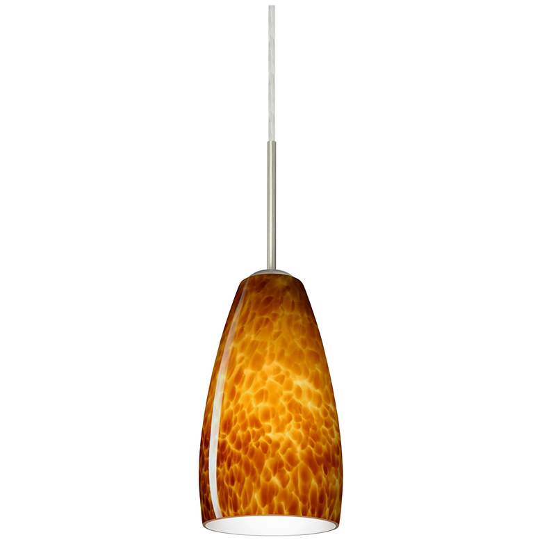 Image 1 Besa Chrissy 8" High Amber Cloud/Satin Nickel Mini Pendant
