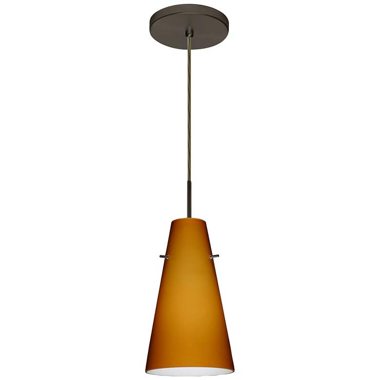 Image 2 Besa Cierro 5 2/3" Wide Amber Glass Bronze LED Mini Pendant
