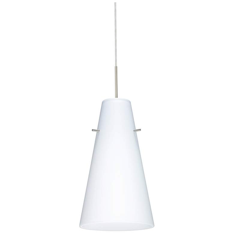 Image 1 Besa Cierro 5 1/4" Wide Opal Matte/Satin Nickel Mini Pendant