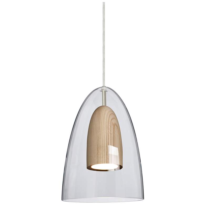 Image 1 Besa Dano 9"W Satin Nickel and Clear Glass LED Mini Pendant