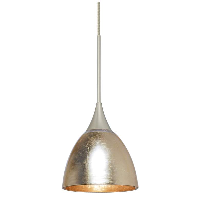 Image 1 Besa Divi 3 1/4" Wide Gold Foil/Satin Nickel Mini Pendant
