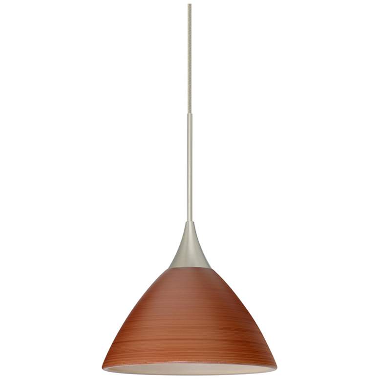 Image 1 Besa Domi 5" Wide Cherry/Satin Nickel LED Cord Pendant