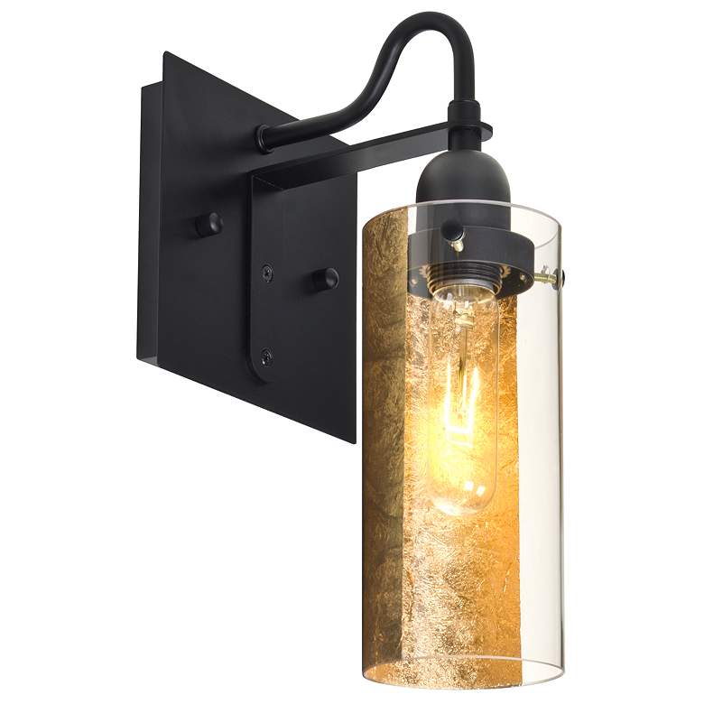 Image 1 Besa Duke 8" High Gold Foil/Black Wall Sconce