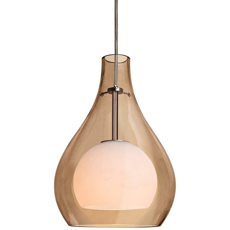 Image 1 Besa Elle 11 8 inchW Bronze and Cognac Glass LED Mini Pendant