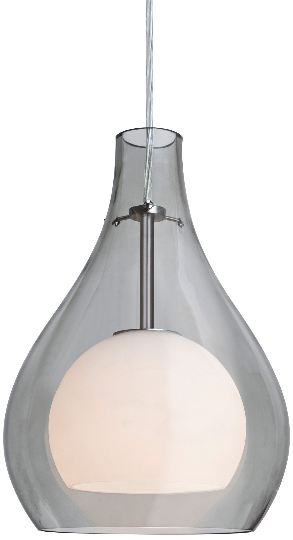 Besa Elle 11 8"W Satin Nickel Gray Glass LED Mini Pendant - Made to Order