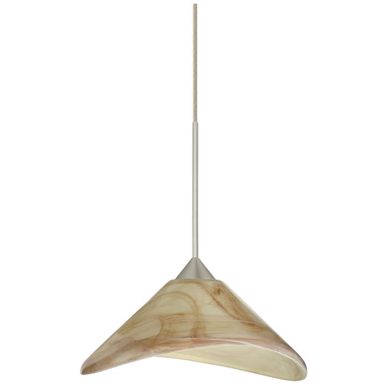 Image 1 Besa Hoppi 7 1/2" Wide Mocha/Satin Nickel Mini Pendant