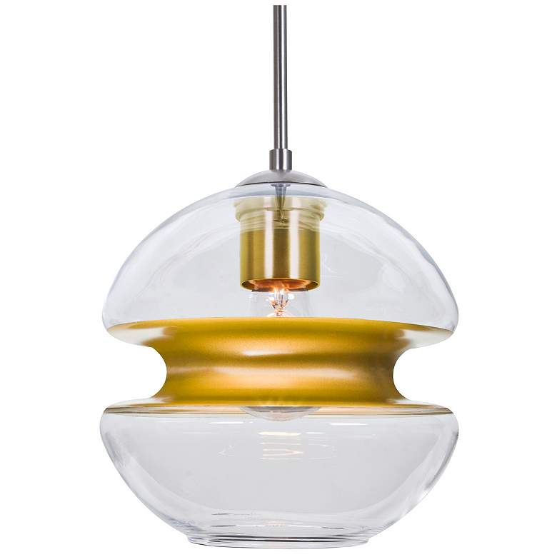 Image 1 Besa Hula 8" Wide Clear/Gold/Satin Nickel Cord Pendant