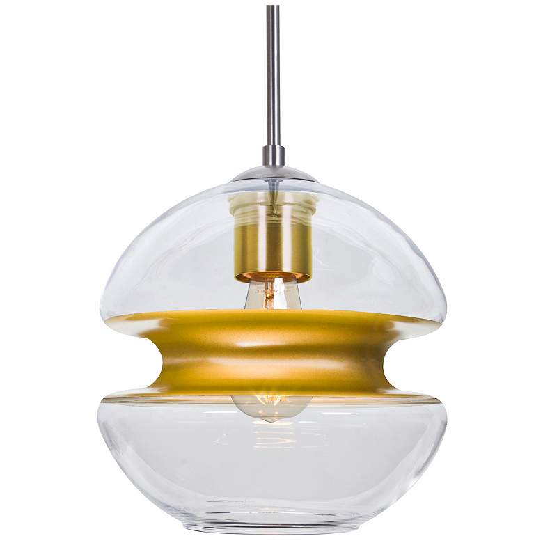 Image 1 Besa Hula 8" Wide Clear/Gold/Satin Nickel LED Edison Cord Pendant