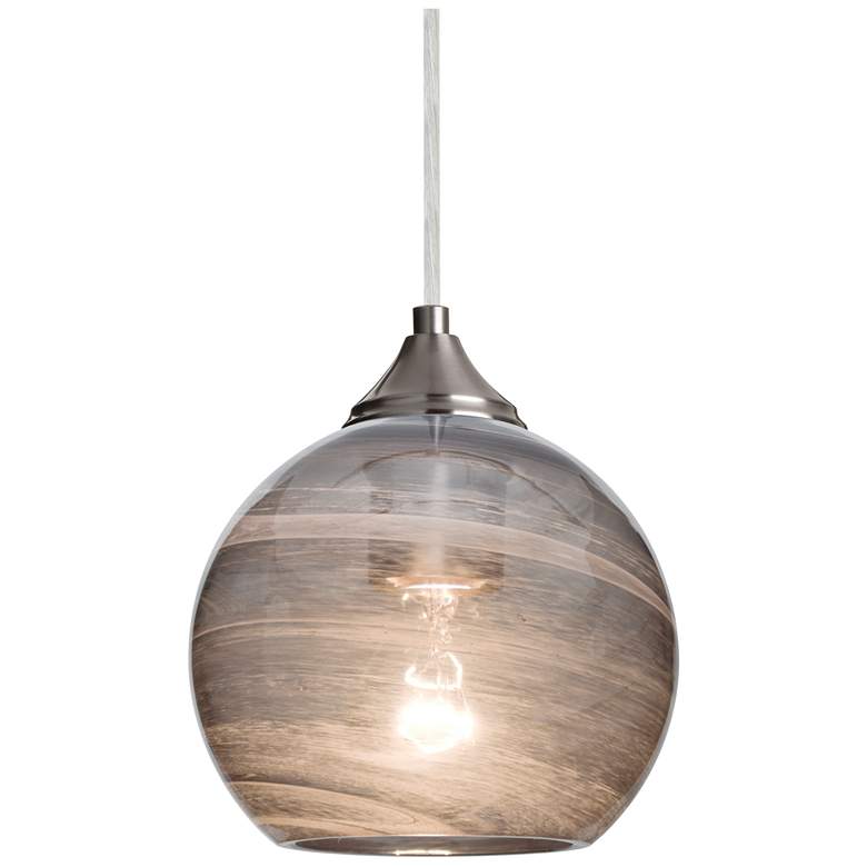Image 1 Besa Jilly 6 1/2" Satin Nickel Vapor Smoke Art Glass Modern Pendant