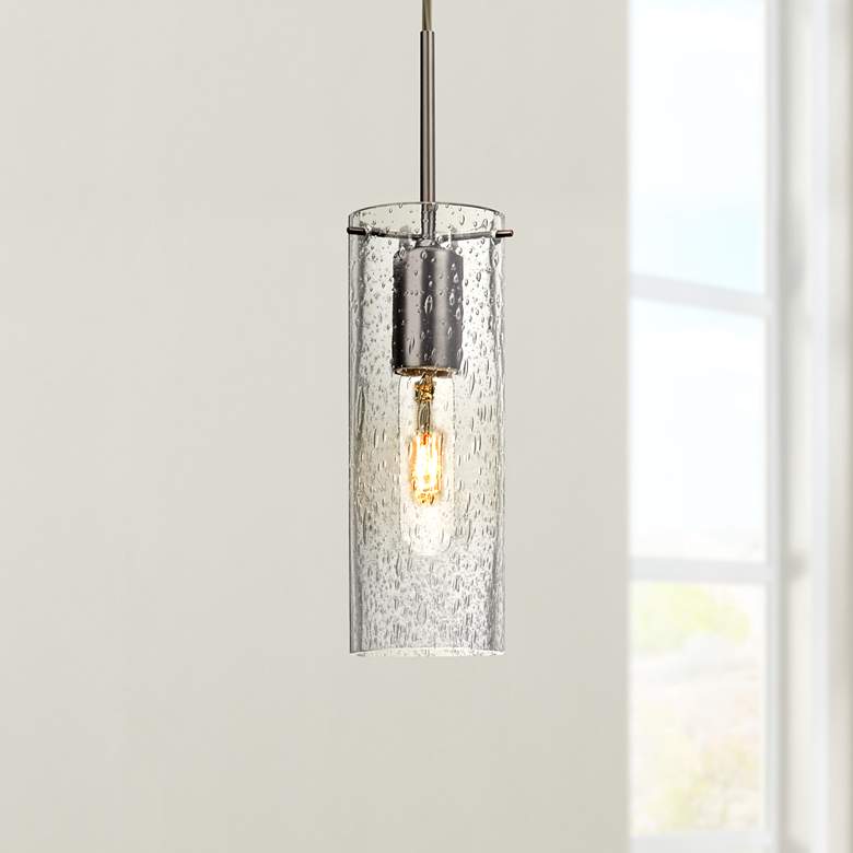 Image 1 Besa Juni 10 3 1/2 inch Wide Modern Clear Glass Cylinder Mini Pendant