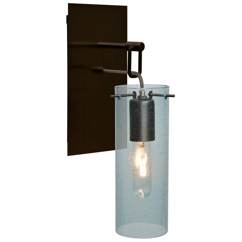 Image 1 Besa Juni 10" High Blue Bubble/Bronze 1-Light Wall Pendant