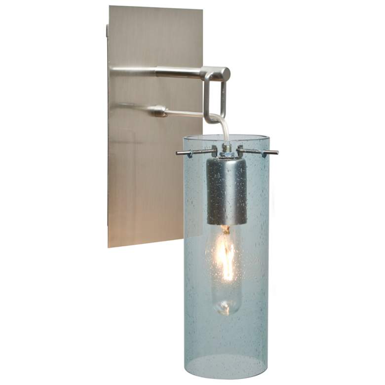 Image 1 Besa Juni 10" High Blue Bubble/Satin Nickel Wall Light