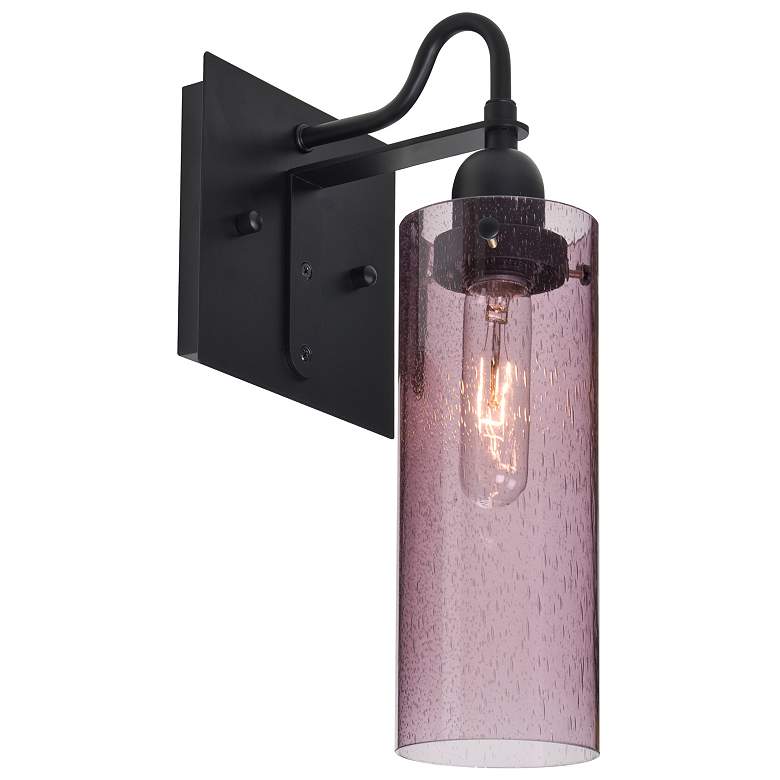 Image 1 Besa Juni 10" High Plum Bubble/Black Wall Sconce