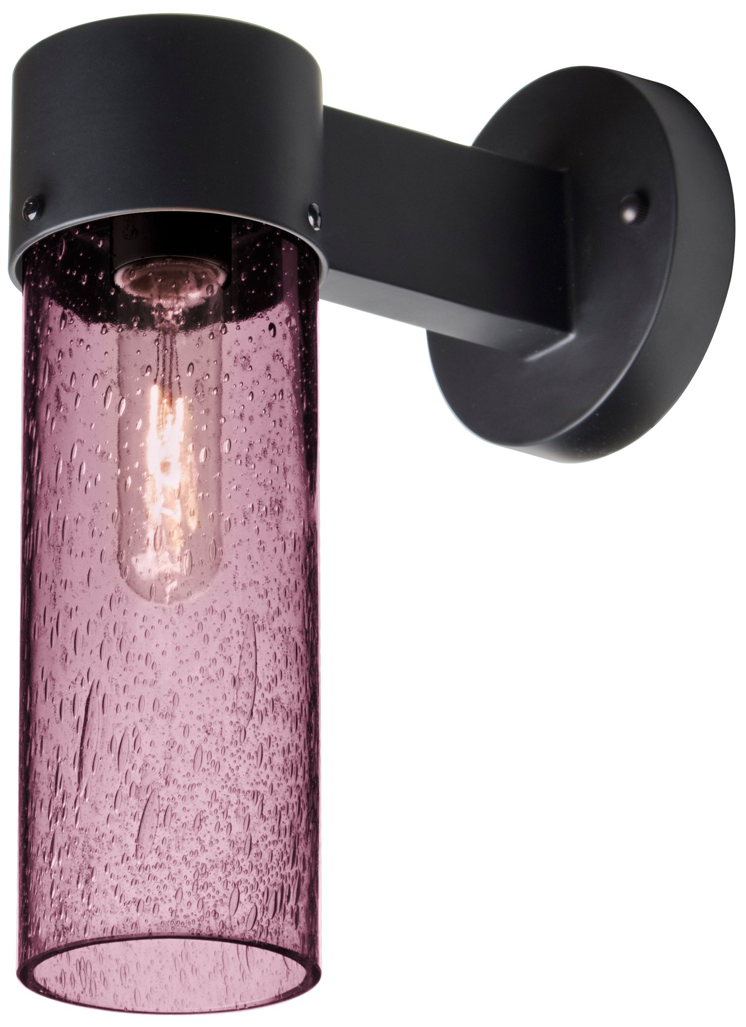 Besa, Juni 10 Outdoor Sconce, Plum Bubble, Black Finish, 1x60W Medium Base