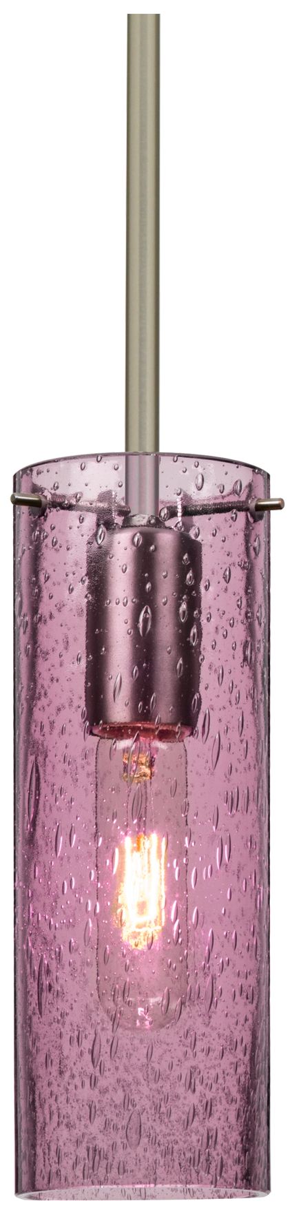Besa, Juni 10 Stem Pendant, Plum Bubble, Satin Nickel, 1x60W Medium Base