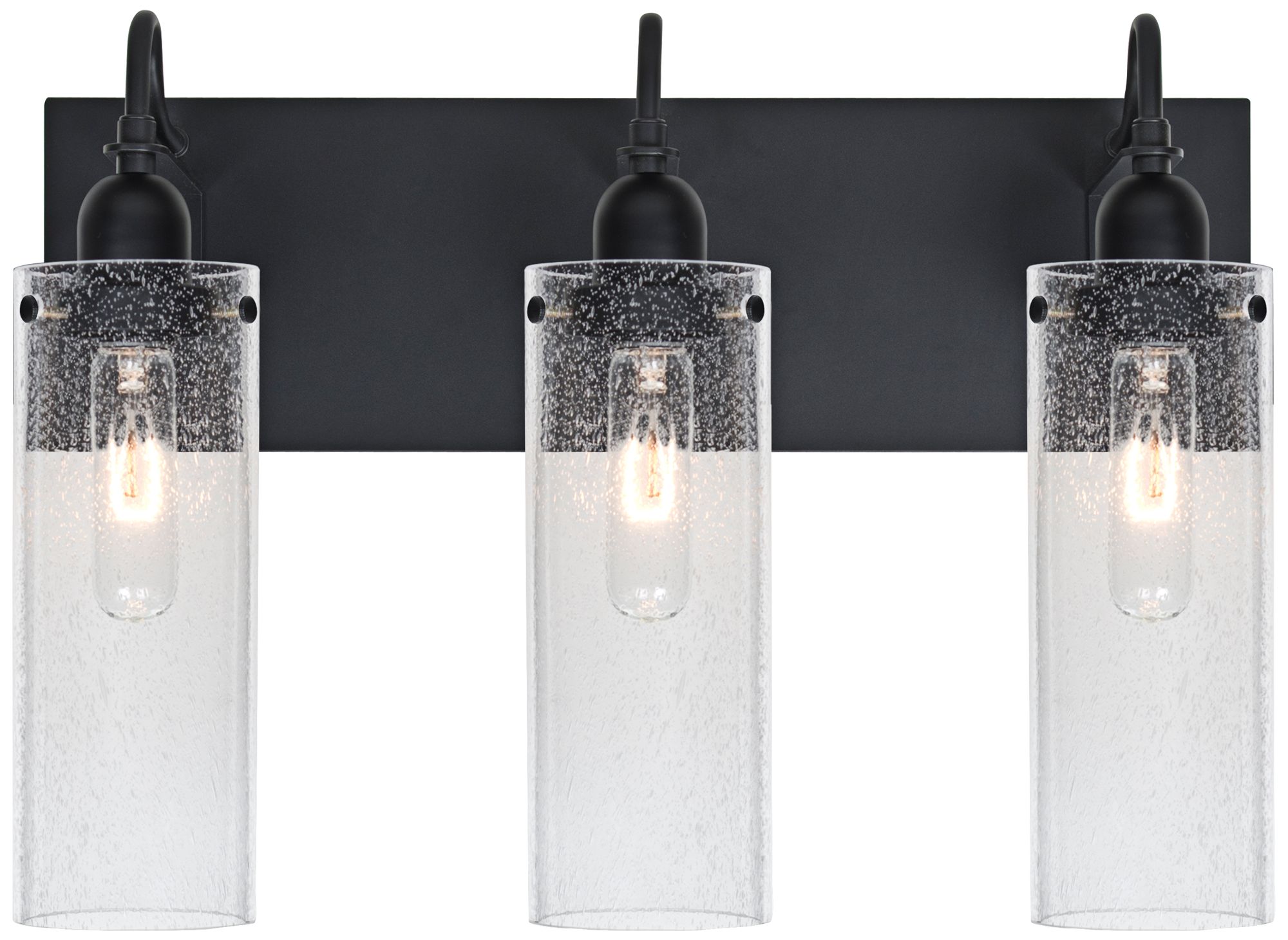 Image 2 Besa Juni 10 Vanity, Clear Bubble, Black, 3x60W Medium Base