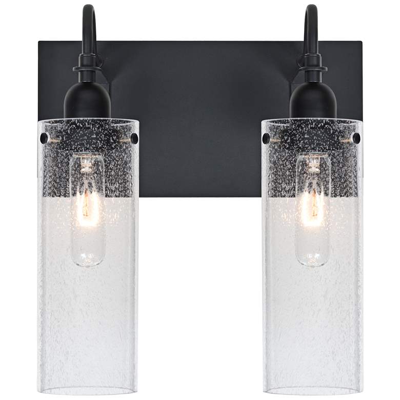 Image 1 Besa Juni 14 1/4"H 2-Light Black Clear Bubble Bath Light
