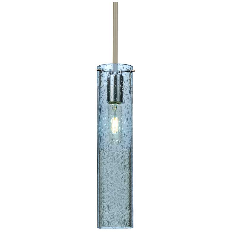 Image 1 Besa Juni 16 3 1/2"W Blue Glass Satin Nickel Mini Pendant