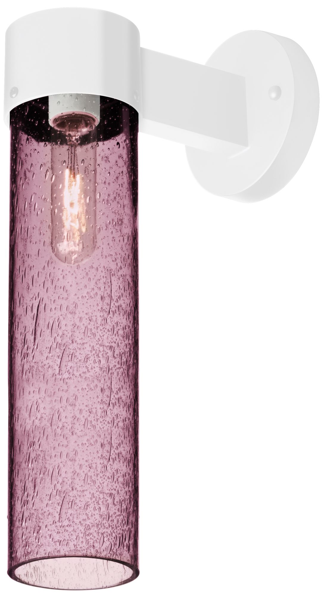 Besa, Juni 16 Outdoor Sconce, Plum Bubble, White Finish, 1x60W Medium Base