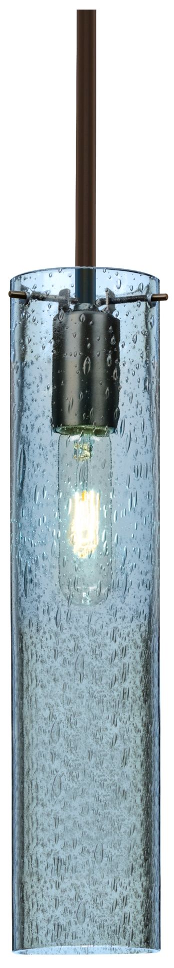 Besa, Juni 16 Stem Pendant, Blue Bubble, Bronze, 1x60W Medium Base