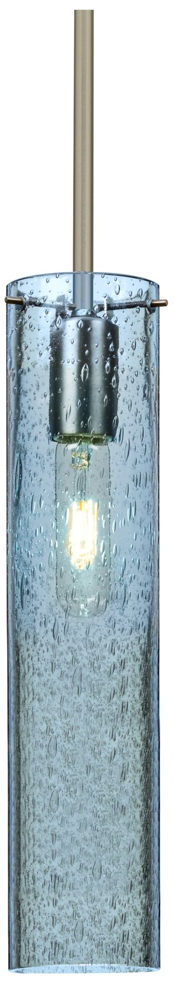 Besa, Juni 16 Stem Pendant, Blue Bubble, Satin Nickel, 1x60W Medium Base