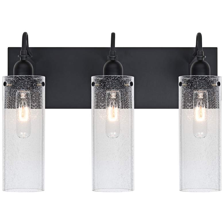 Image 2 Besa Juni 20"W 3-Light Black Clear Bubble Bath Light