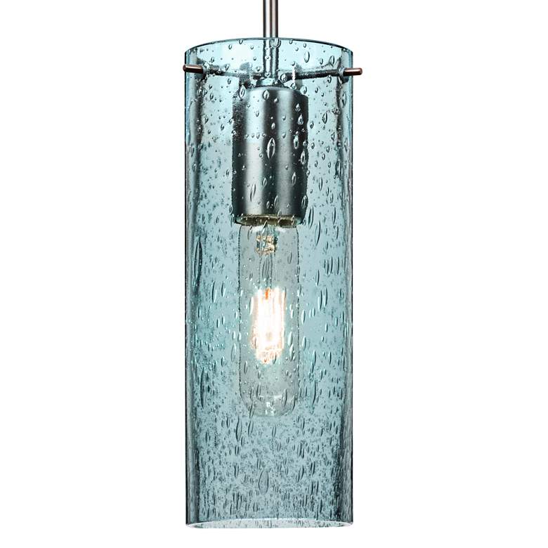 Image 3 Besa Juni 3 1/2" Wide Modern Satin Nickel and Blue Glass Mini Pendant more views