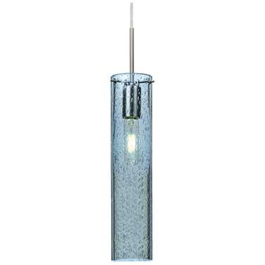 Besa Juni 3 1/2"W Satin Nickel Mini Pendant with Blue Glass