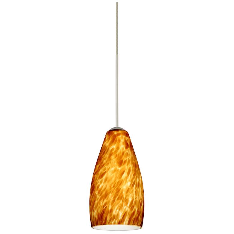 Image 1 Besa Karli 4" Wide Amber Cloud/Satin Nickel LED Mini Pendant