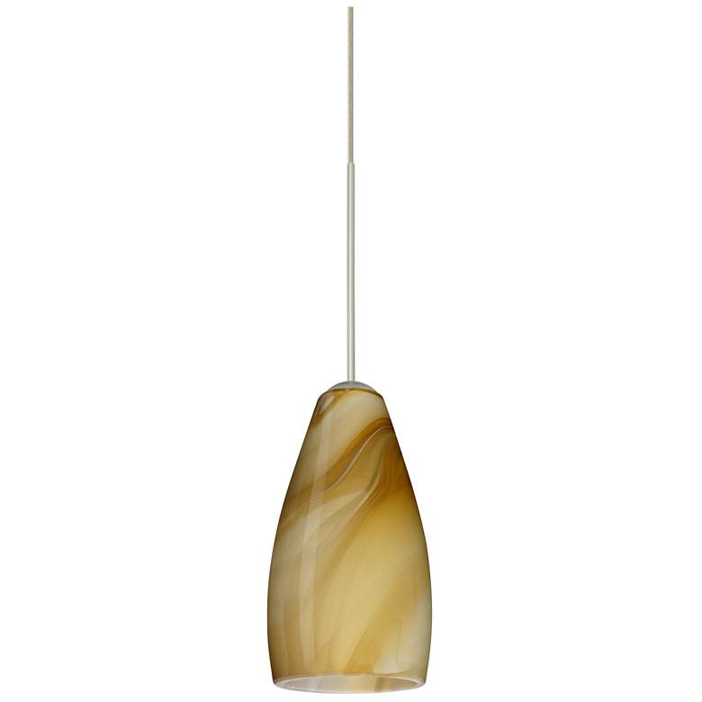 Image 1 Besa Karli 4" Wide Honey/Satin Nickel LED Mini Pendant Light