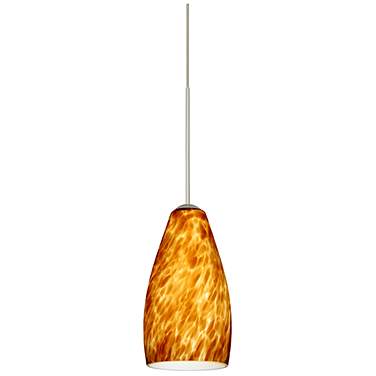 Besa Karli 4" Wide Amber Cloud/Satin Nickel LED Mini Pendant