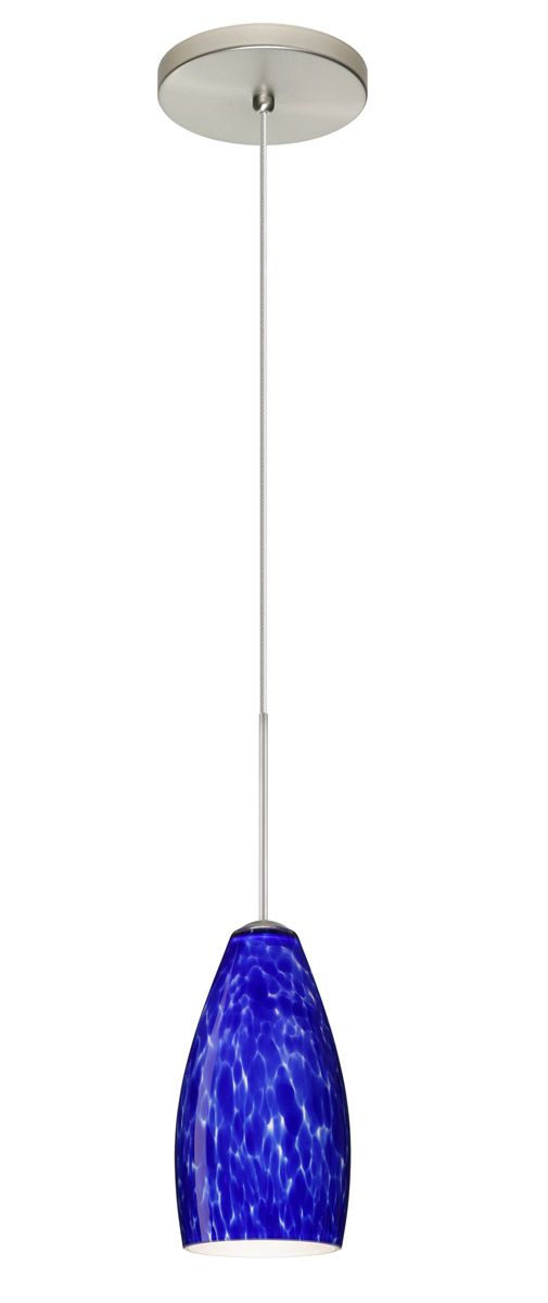 Image 3 Besa Karli 5 3/4"W Brushed Nickel Blue Glass LED Mini Pendant Made to Order more views