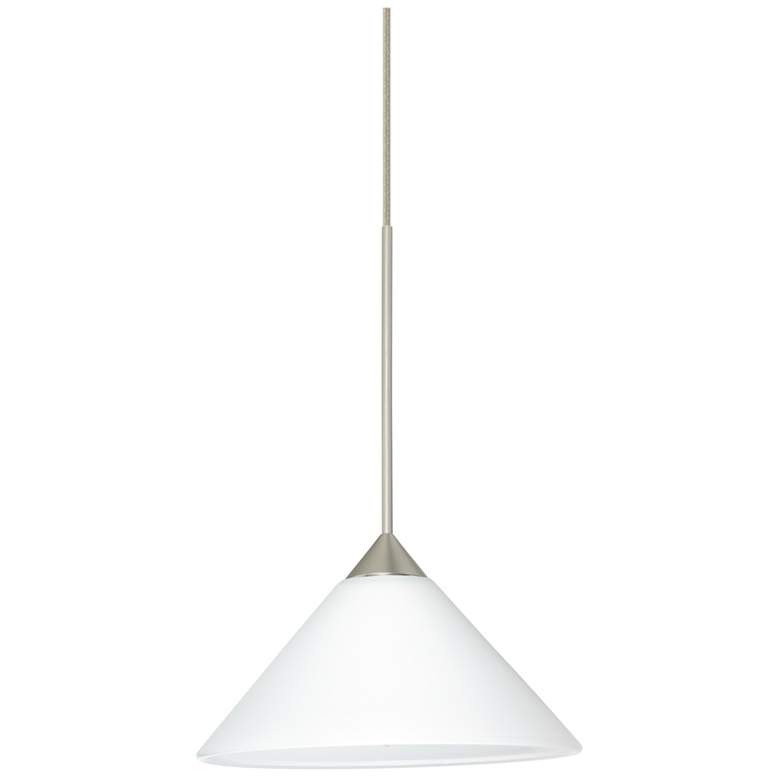Image 1 Besa Kona 5 1/2" Wide White and Satin Nickel Mini Pendant